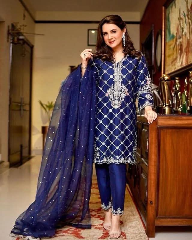 Kataan Silk 3 Piece Printed Dress - 414