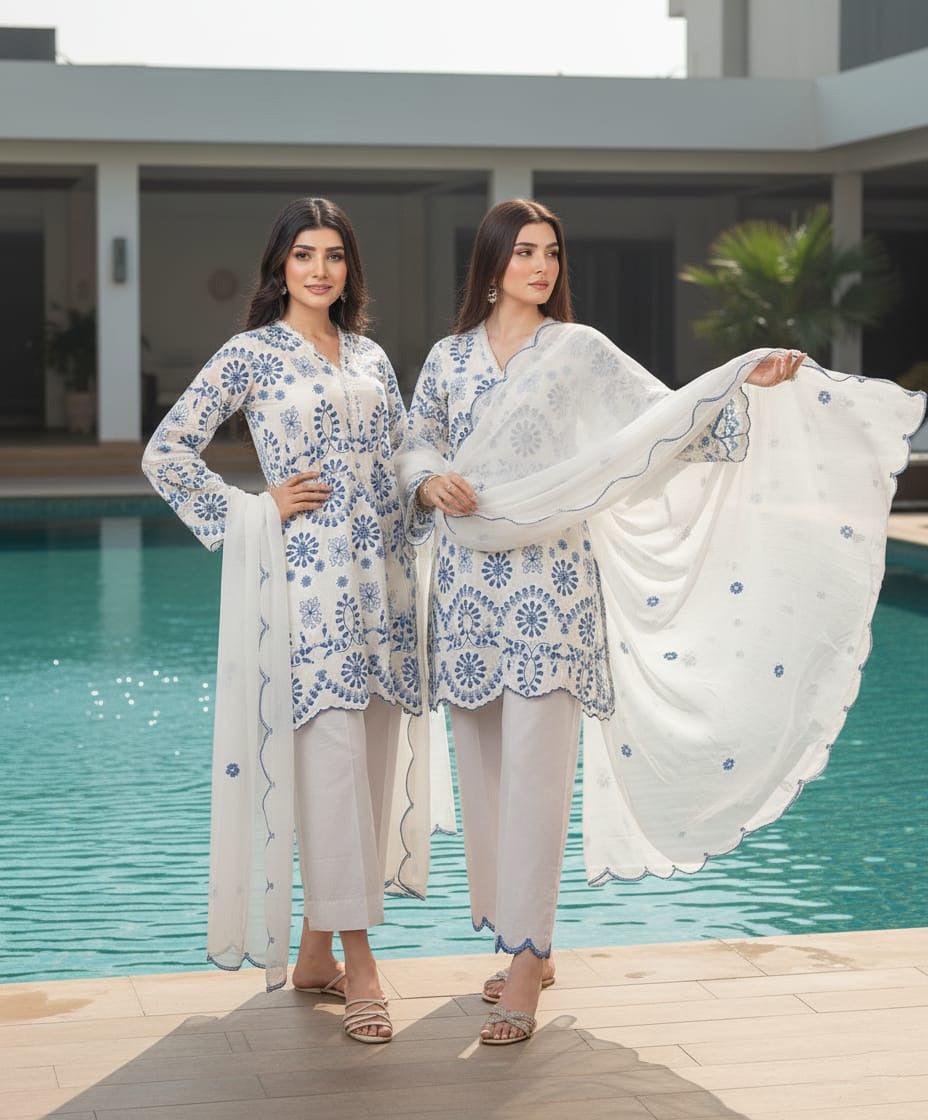 Khaddar 3 Piece Embroidered Dress -223