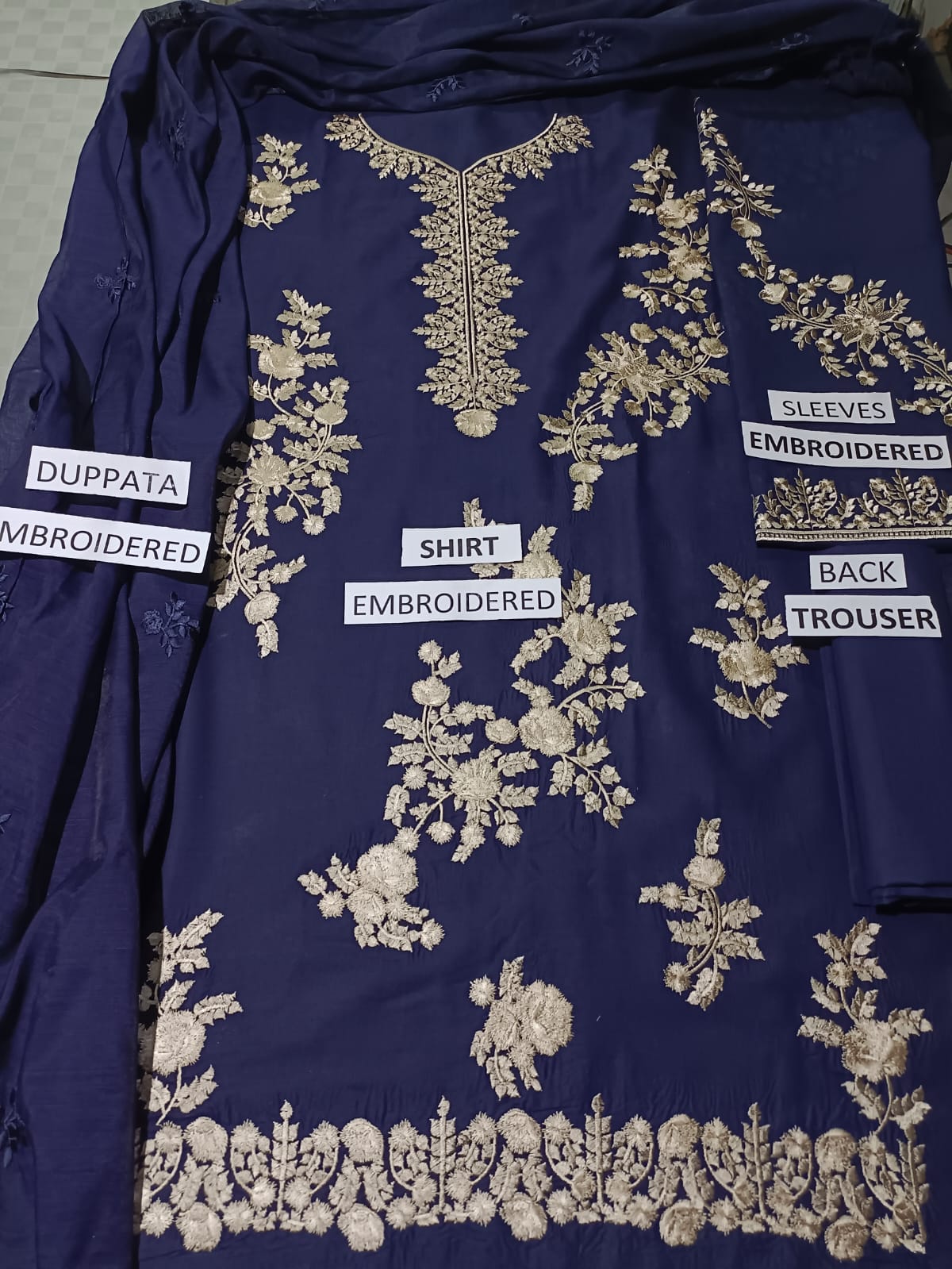 Lawn 3 Piece Embroidered Dress - 374