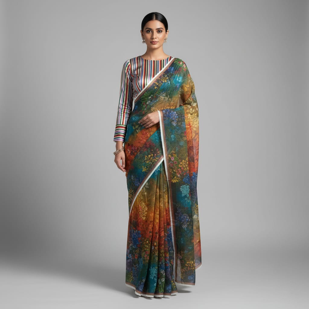 Chiffon Printed Saari   - 400