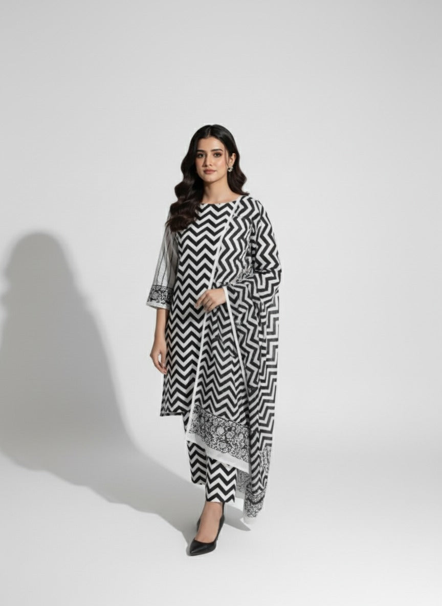 Karandi 3 Piece Printed Dress - 395