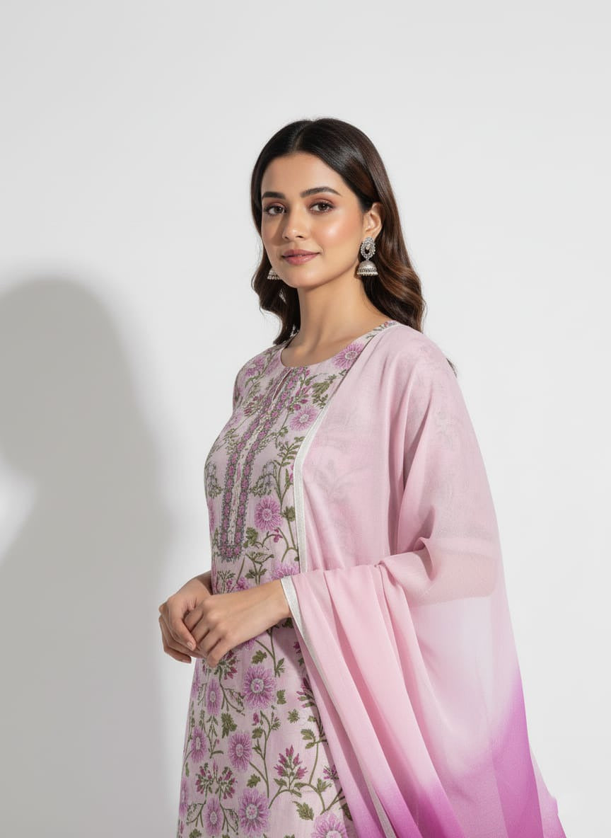 Karandi 3 Piece Printed Dress - 396