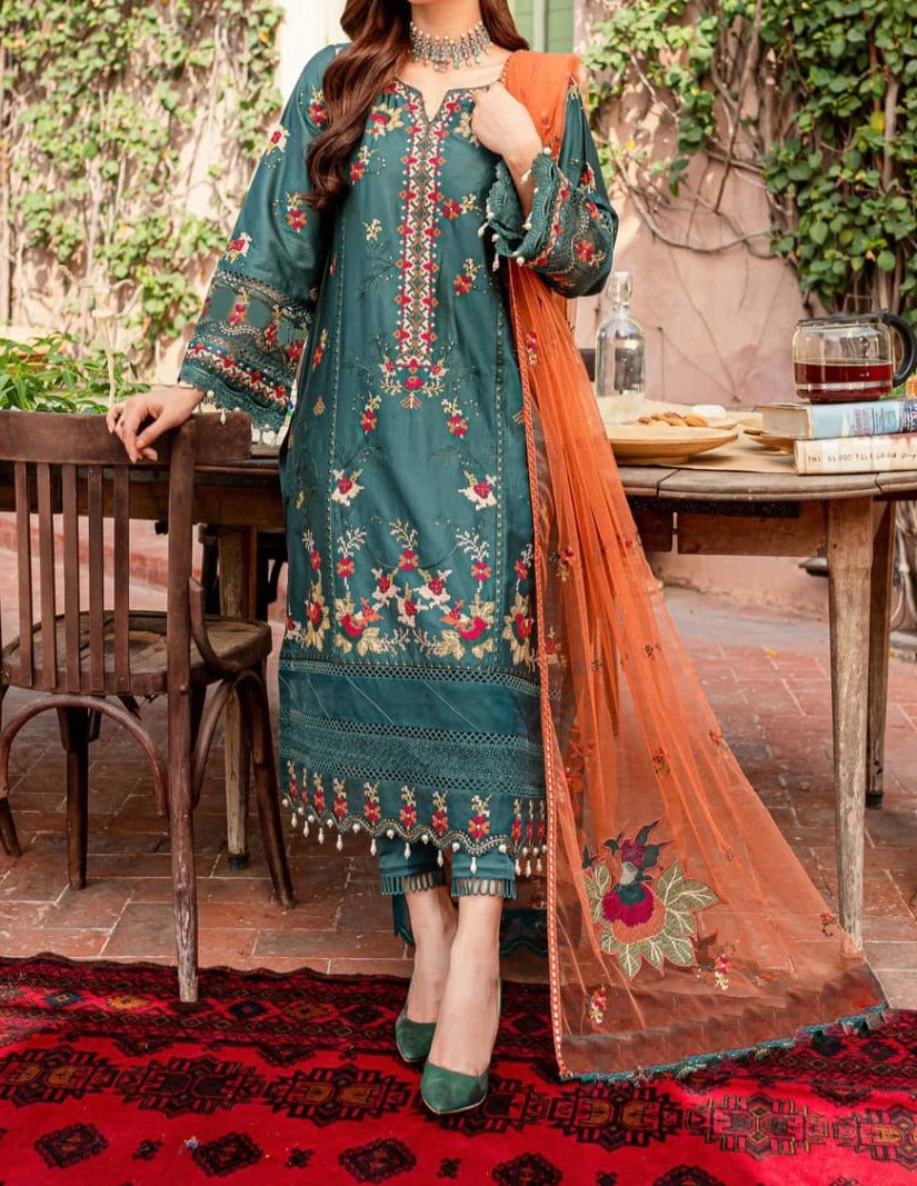 Lawn 3 Piece Embroidered Dress -353