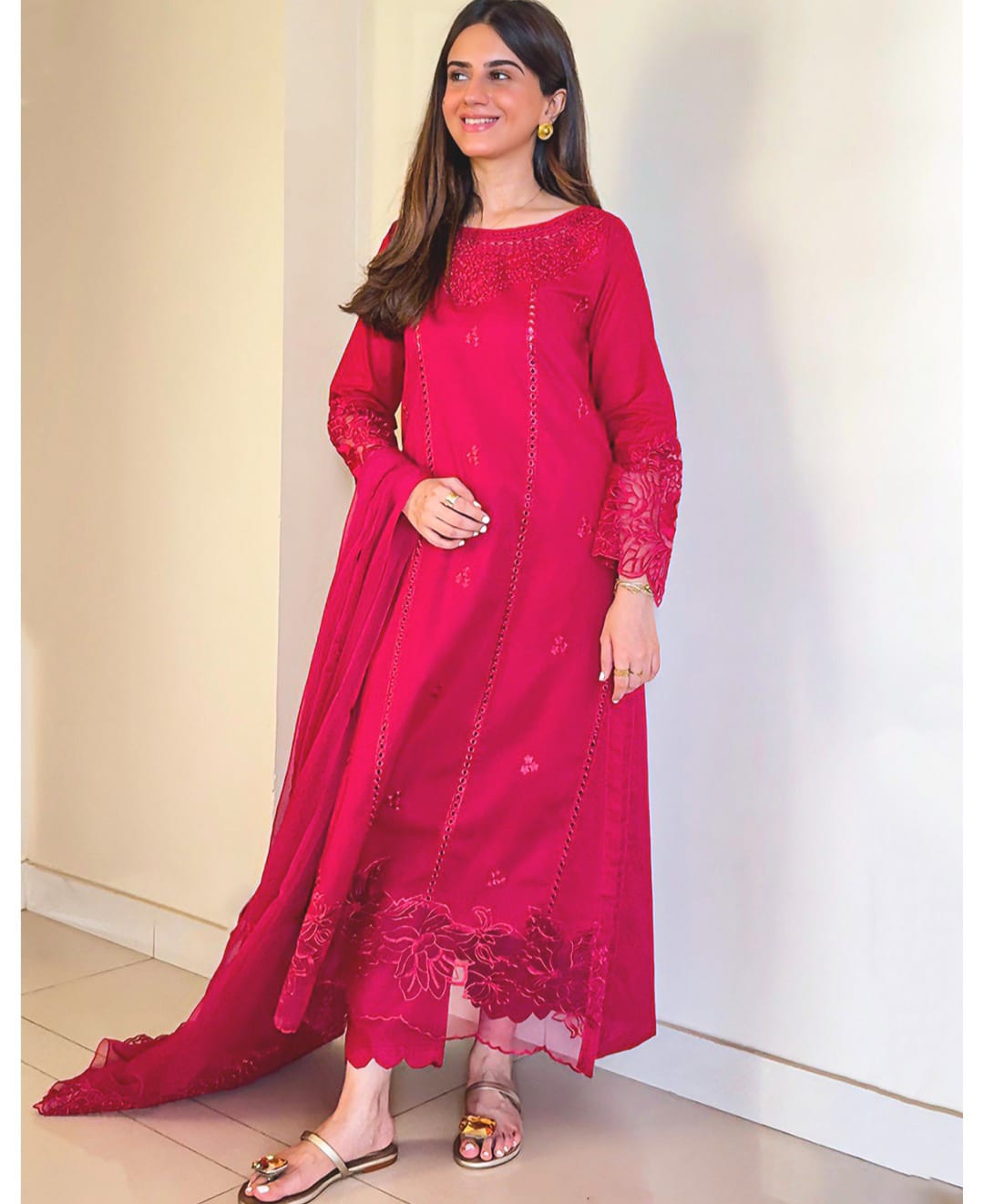 Dhanak 3 Piece Embroidered Dress - 422