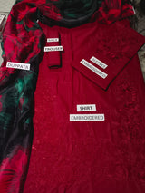 Lawn 3 Piece Embroidered Dress - 372