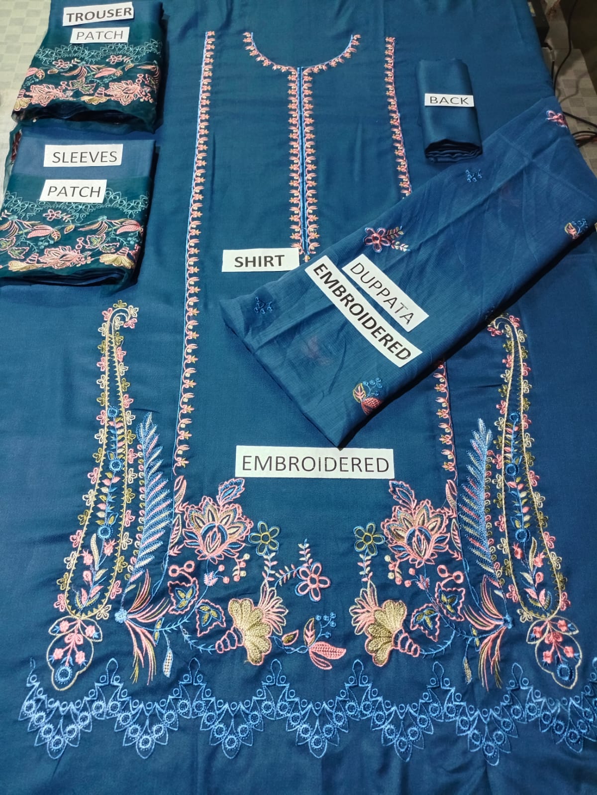 Dhanak 3 Piece Embroidered Dress - 384