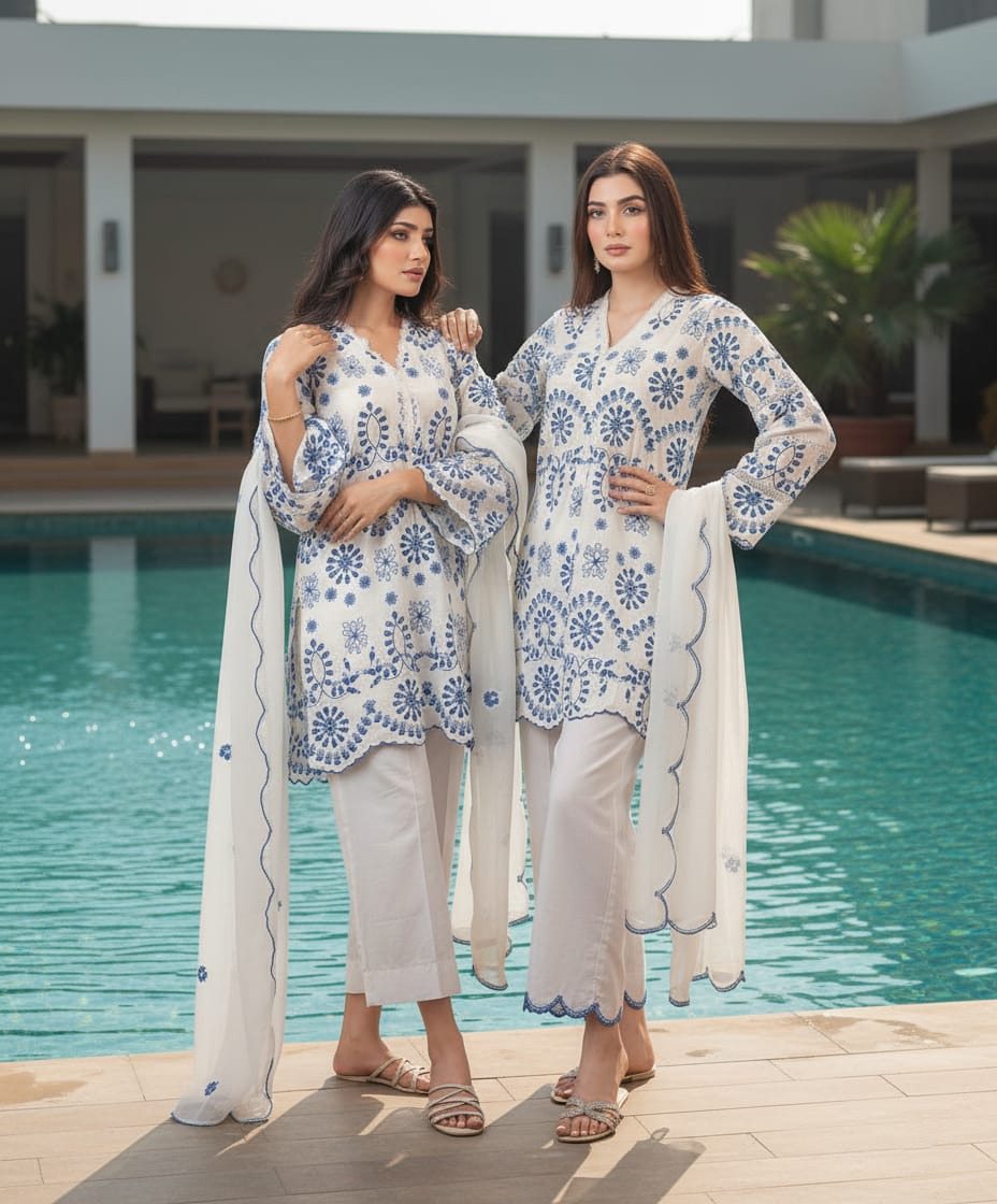Khaddar 3 Piece Embroidered Dress -223