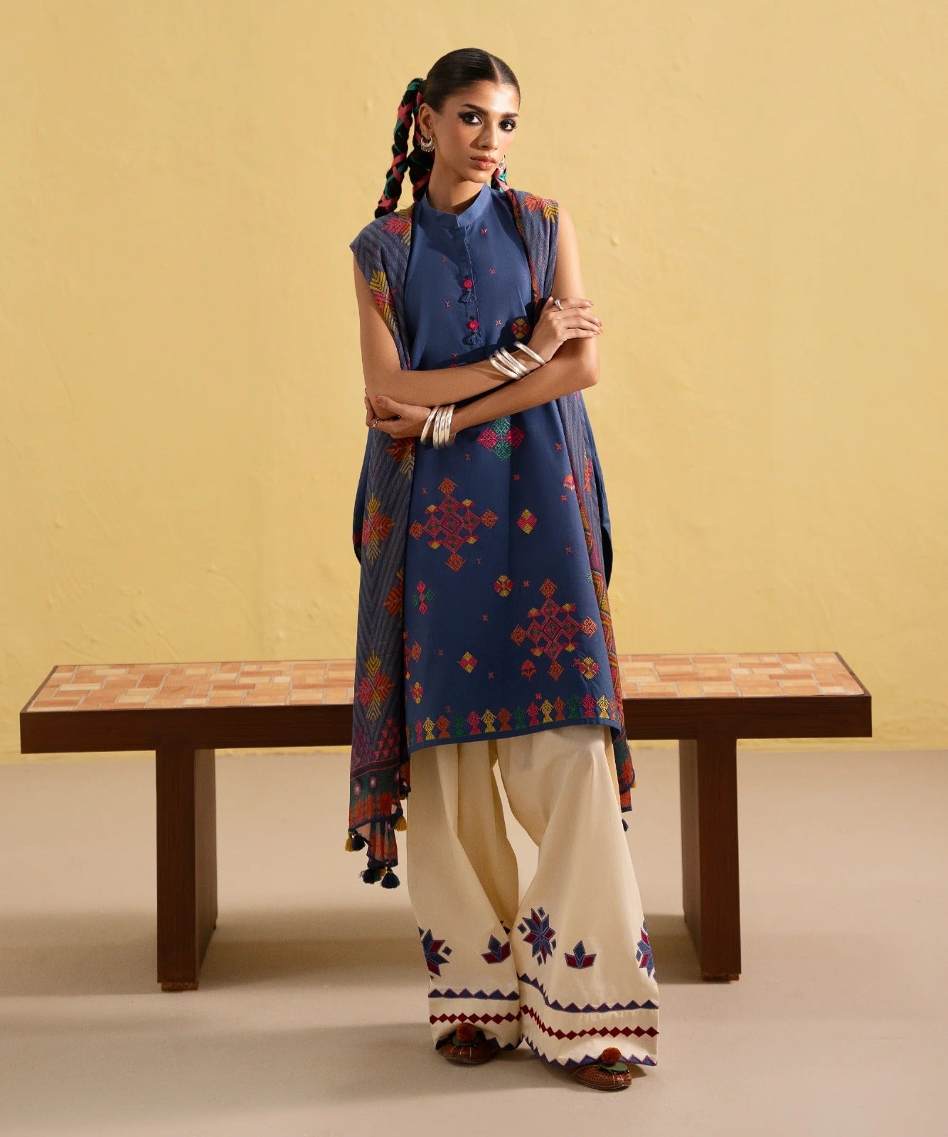 Dhanak 3 Piece Embroidered Dress - 407