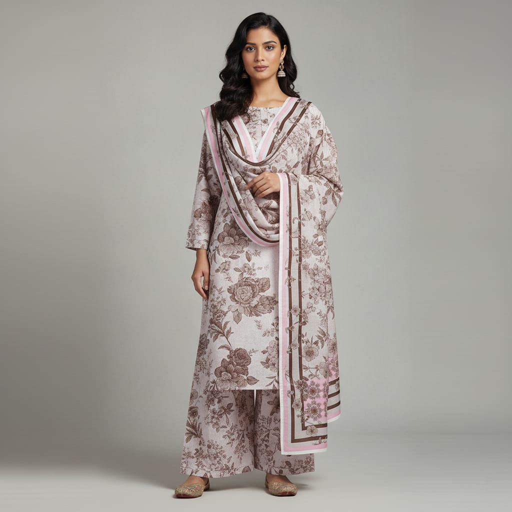 Karandi 3 Piece Printed Dress - 330