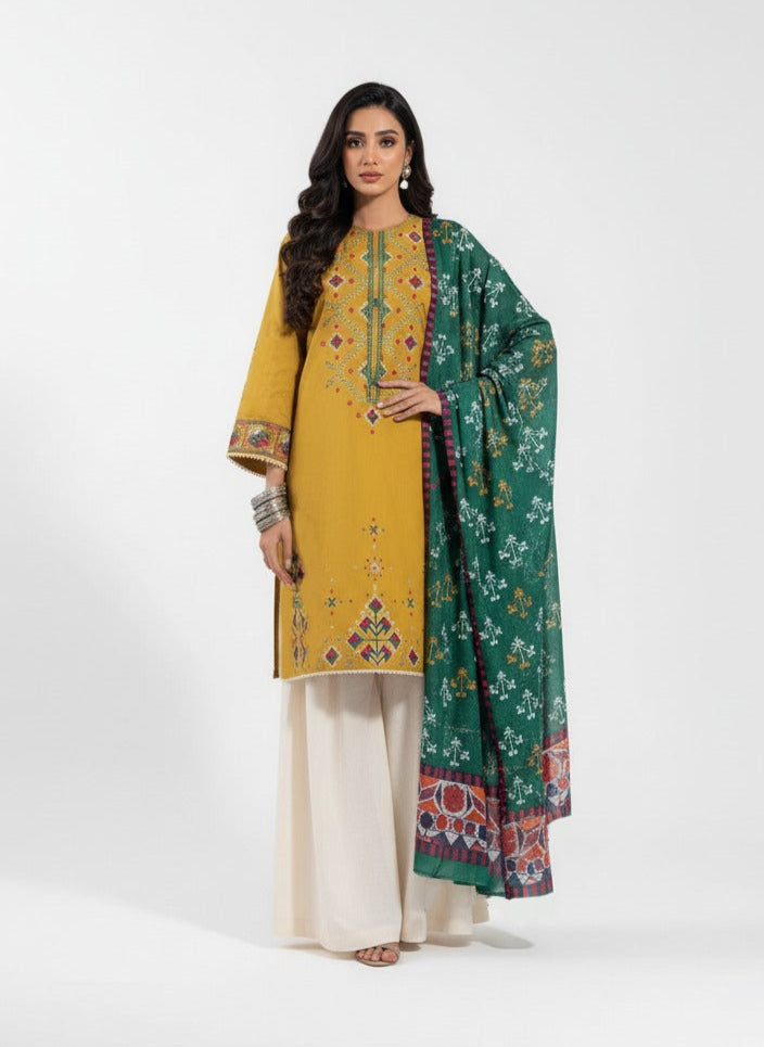 Dhanak 3 Piece Embroidered Dress - 395