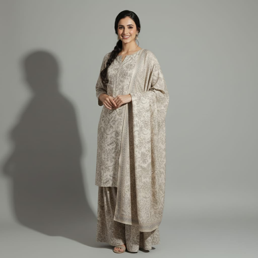 Karandi 3 Piece Printed Dress- 227