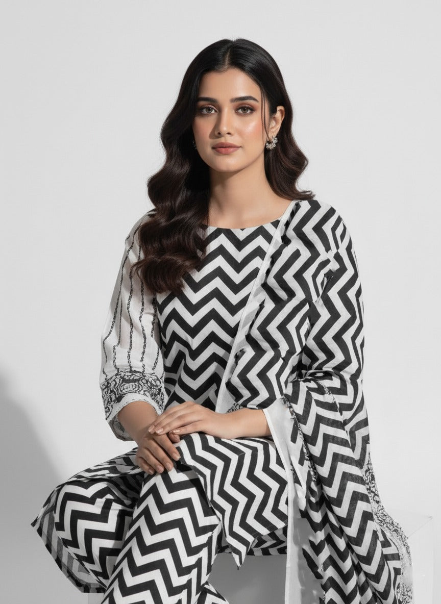 Karandi 3 Piece Printed Dress - 395