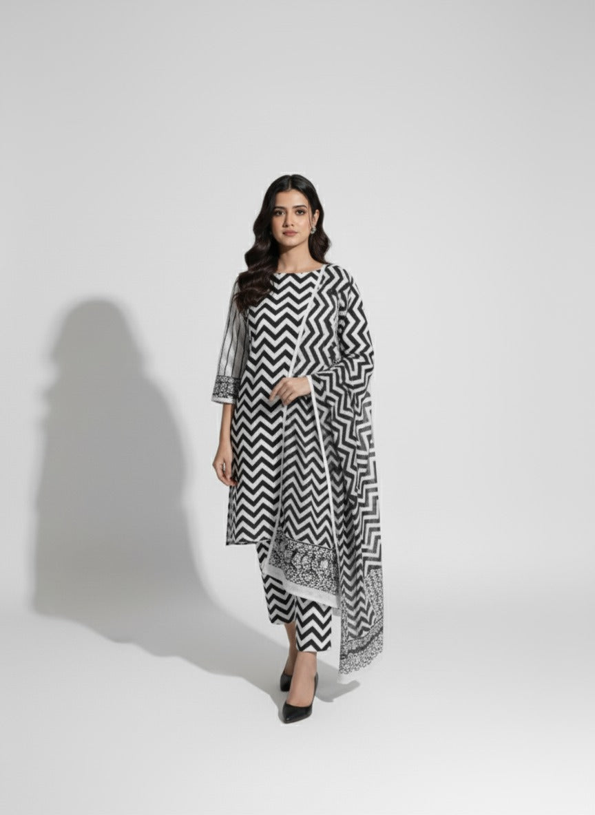 Karandi 3 Piece Printed Dress - 395