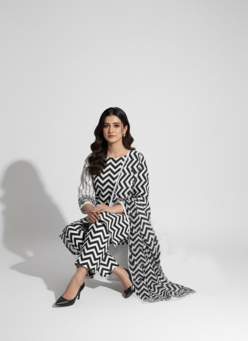 Karandi 3 Piece Printed Dress - 395