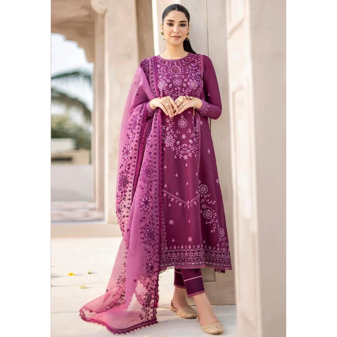 Lawn 3 Piece Embroidered Dress - 144