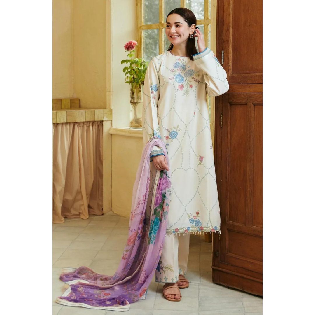 Lawn 3 Piece Embroidered Dress -196