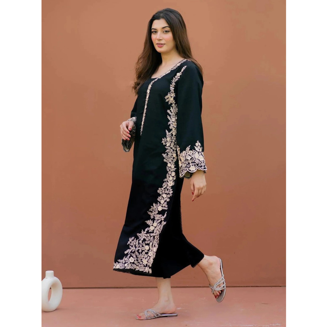 Khaddar 2 Piece Embroidered Dress - 275