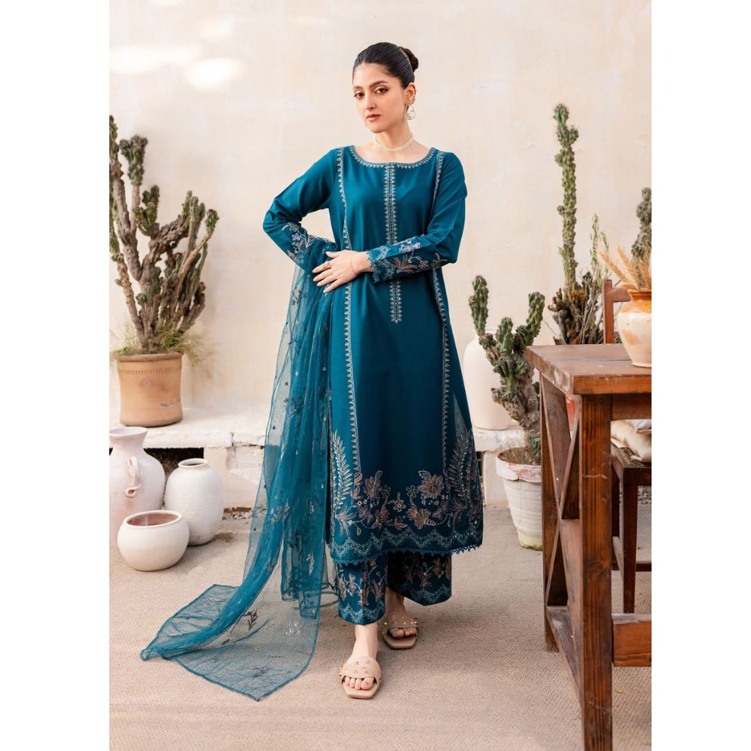 Dhanak 3 Piece Embroidered Dress - 384