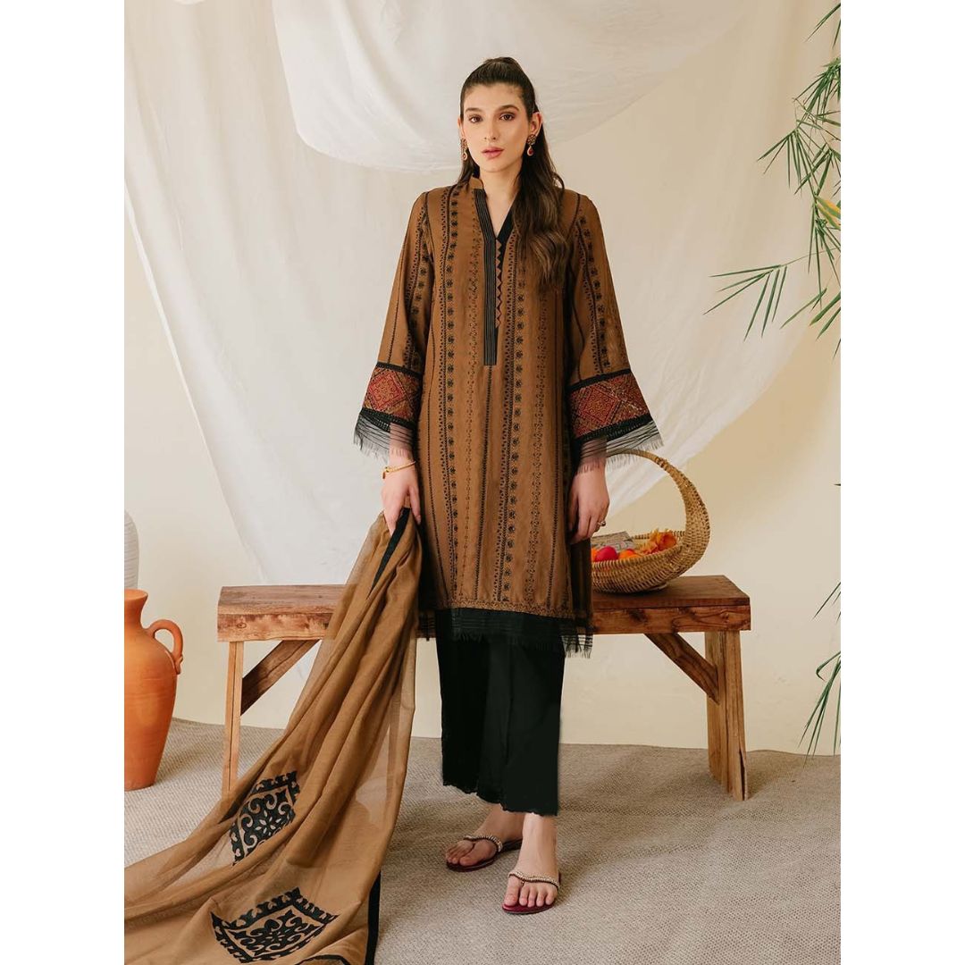 Lawn 3 Piece Embroidered Dress - 107