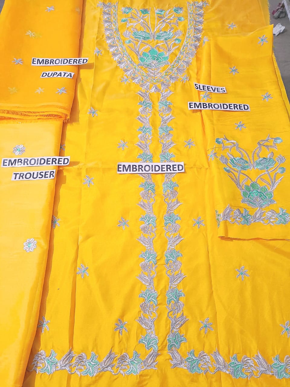 Kataan Silk 3 Piece Embroidered Dress - 42