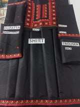 Kataan Silk 3 Piece Embroidered Frock - 33