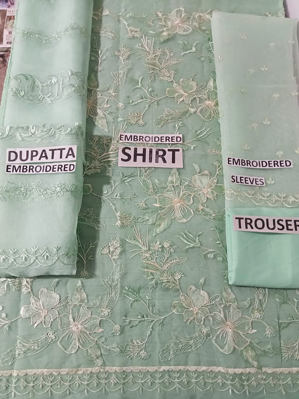 Organza 3 Piece Embroidered Dress - 59