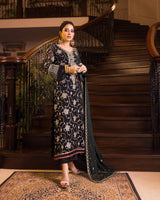 Organza 3 Piece Embroidered Dress - 60