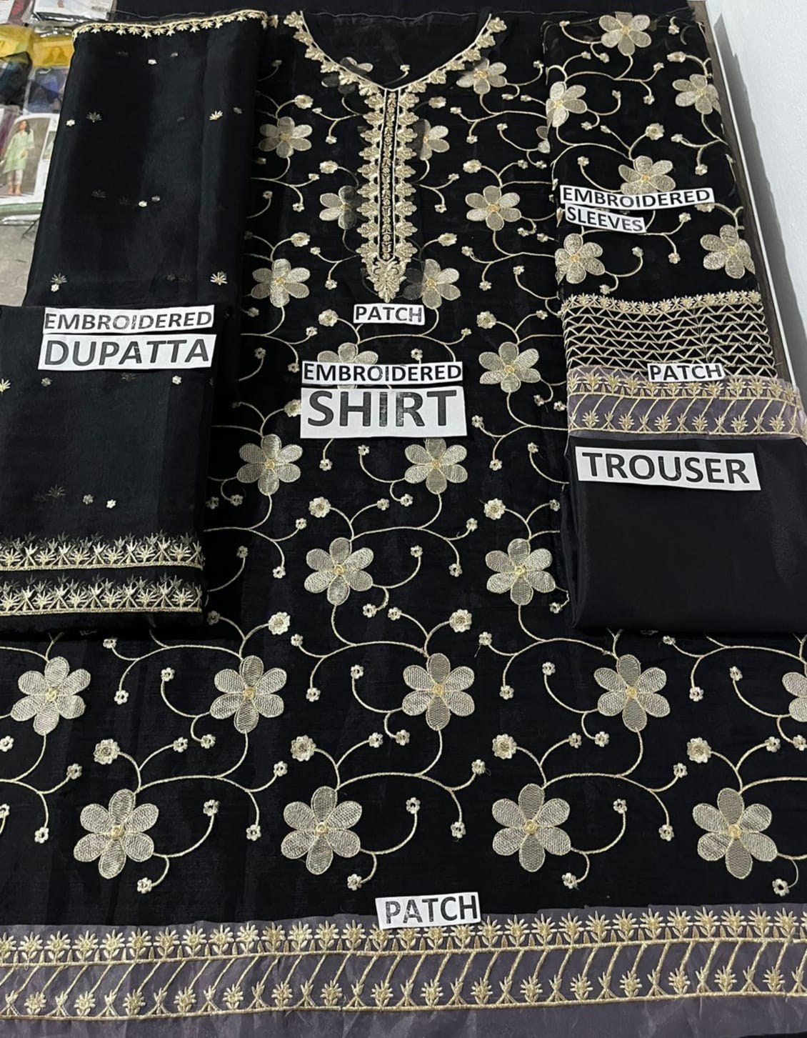 Organza 3 Piece Embroidered Dress - 60