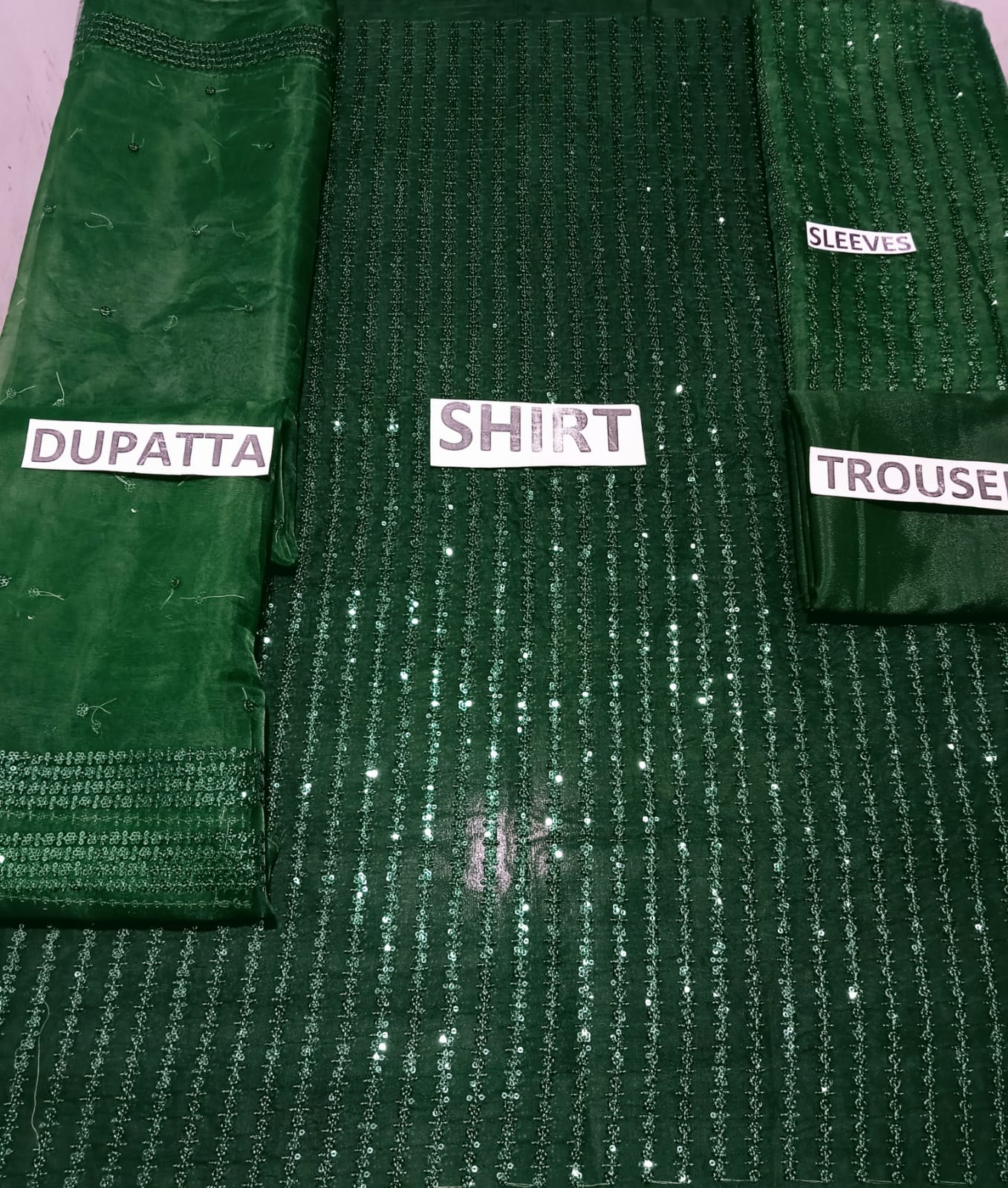 Net 3 Piece Embroidered Dress - 94