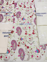 Lawn 3 Piece Embroidered Dress - 133
