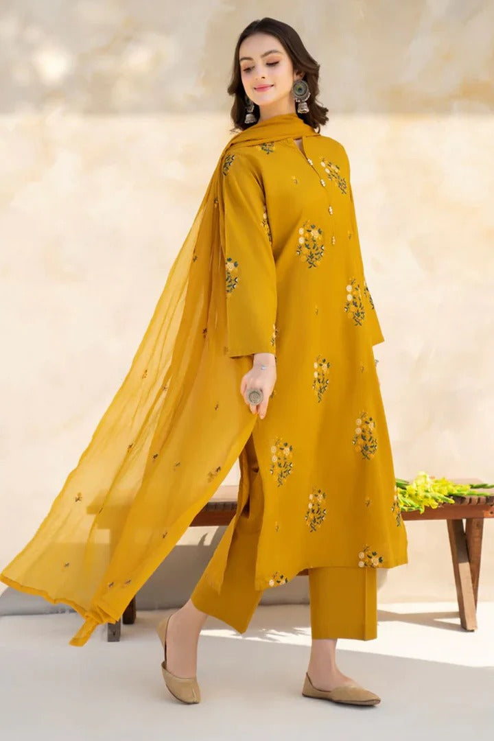 Lawn 3 Piece Embroidered Dress - 364