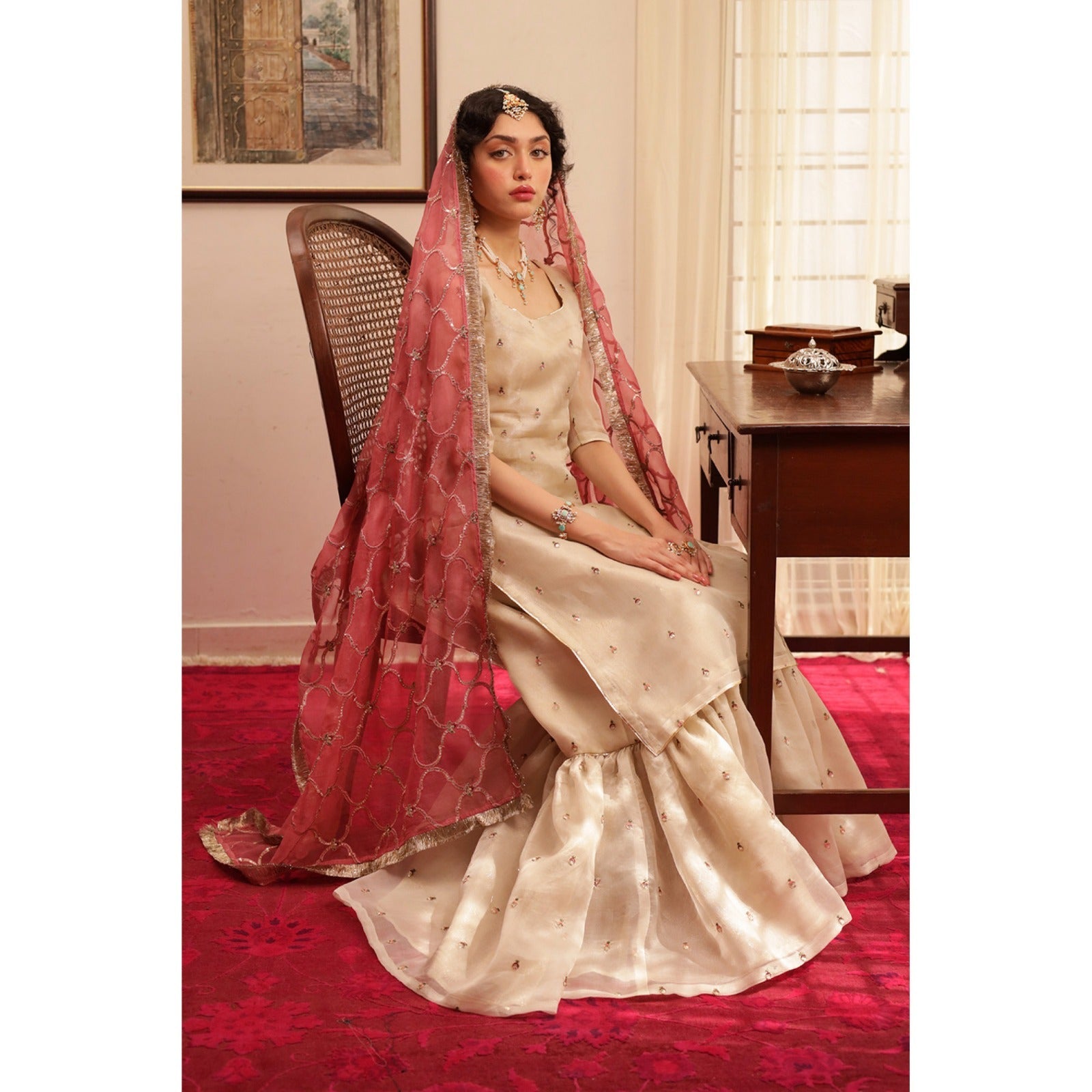 Kataan Silk 3 Piece Embroidered Dress - 273