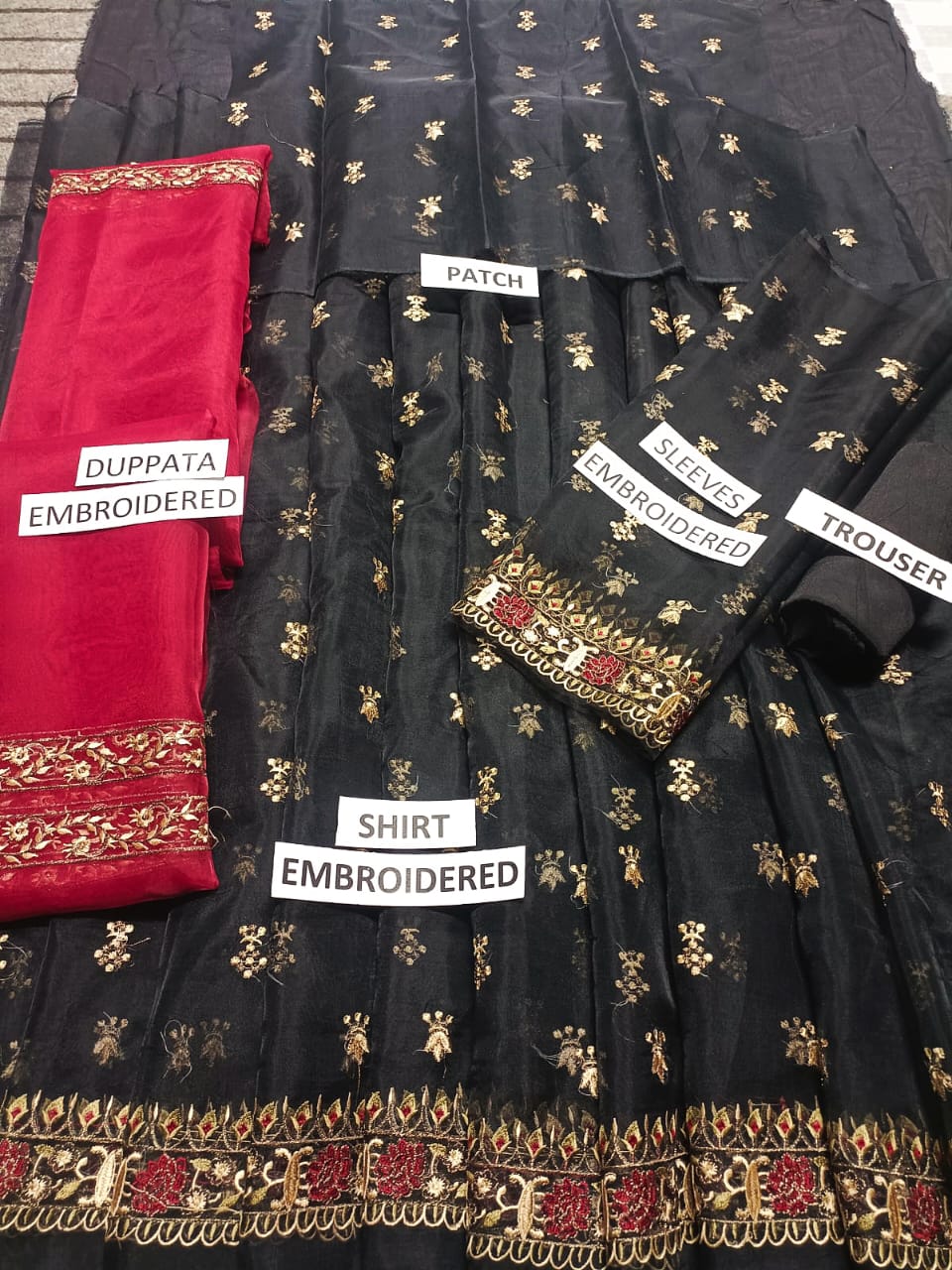 Organza 3 Piece Embroidered Frock - 216