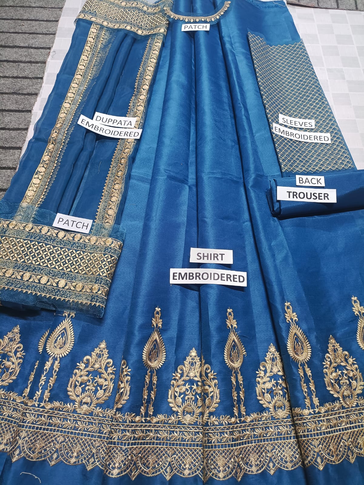 Kataan Silk 3 Piece Embroidered Frock - 217