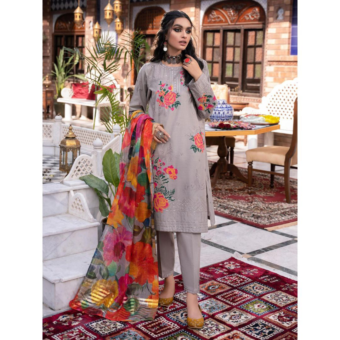 Dhanak 3 Piece Embroidered Dress -224