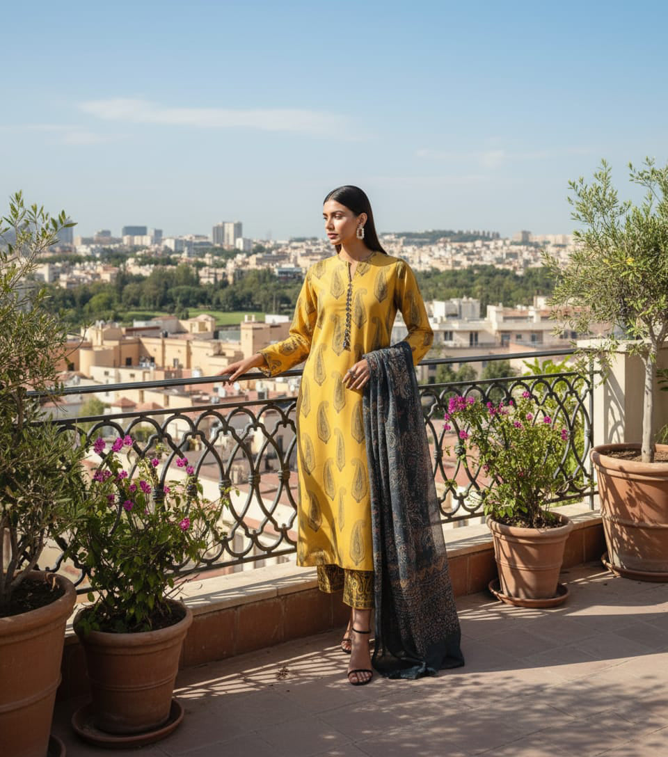 Dhanak 3 Piece Embroidered Dress - 255