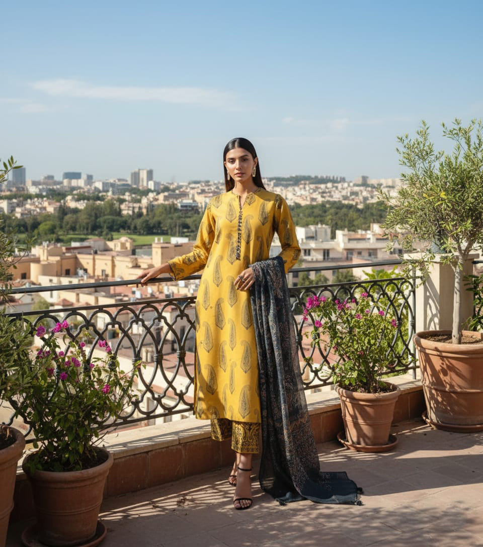 Dhanak 3 Piece Embroidered Dress - 255