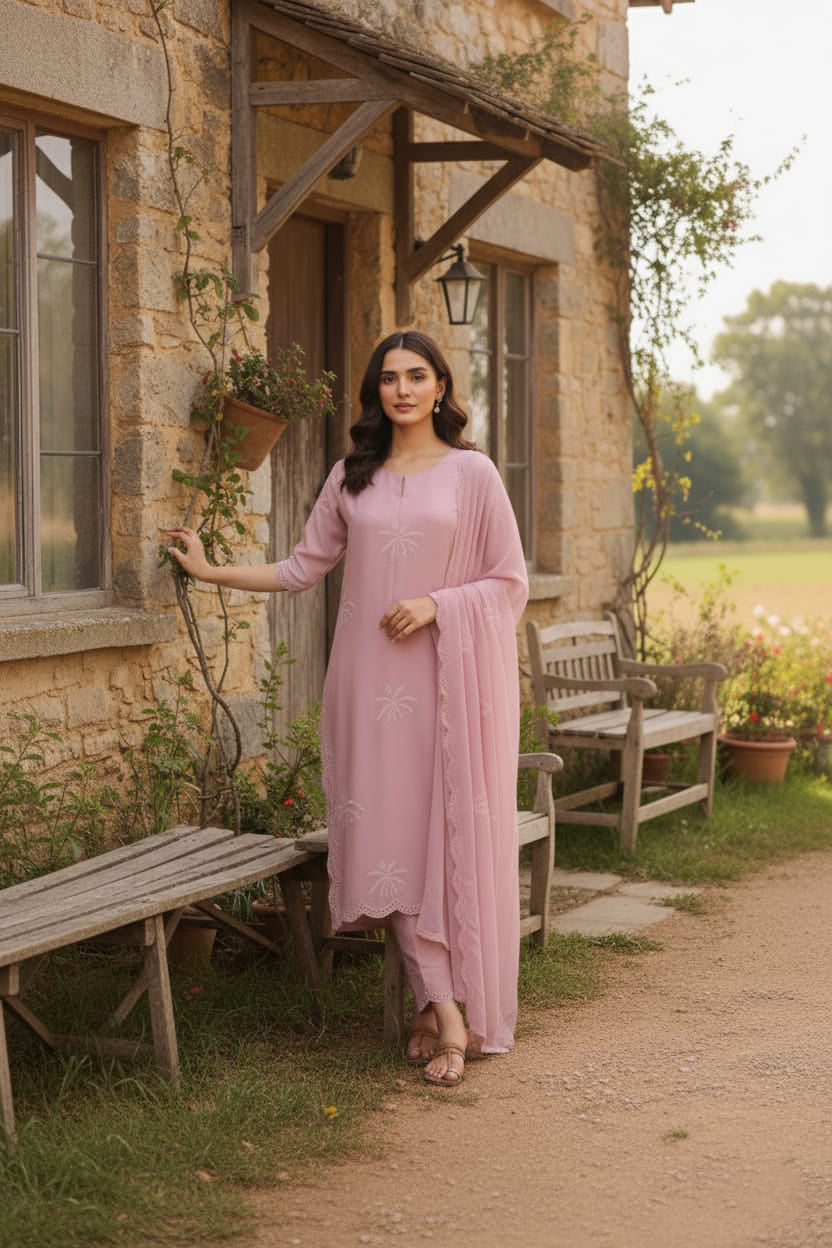 Dhanak 3 Piece Embroidered Dress - 257