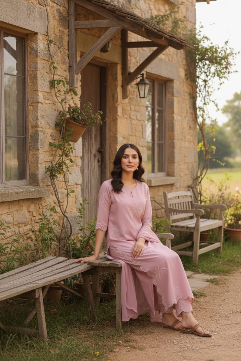 Dhanak 3 Piece Embroidered Dress - 257