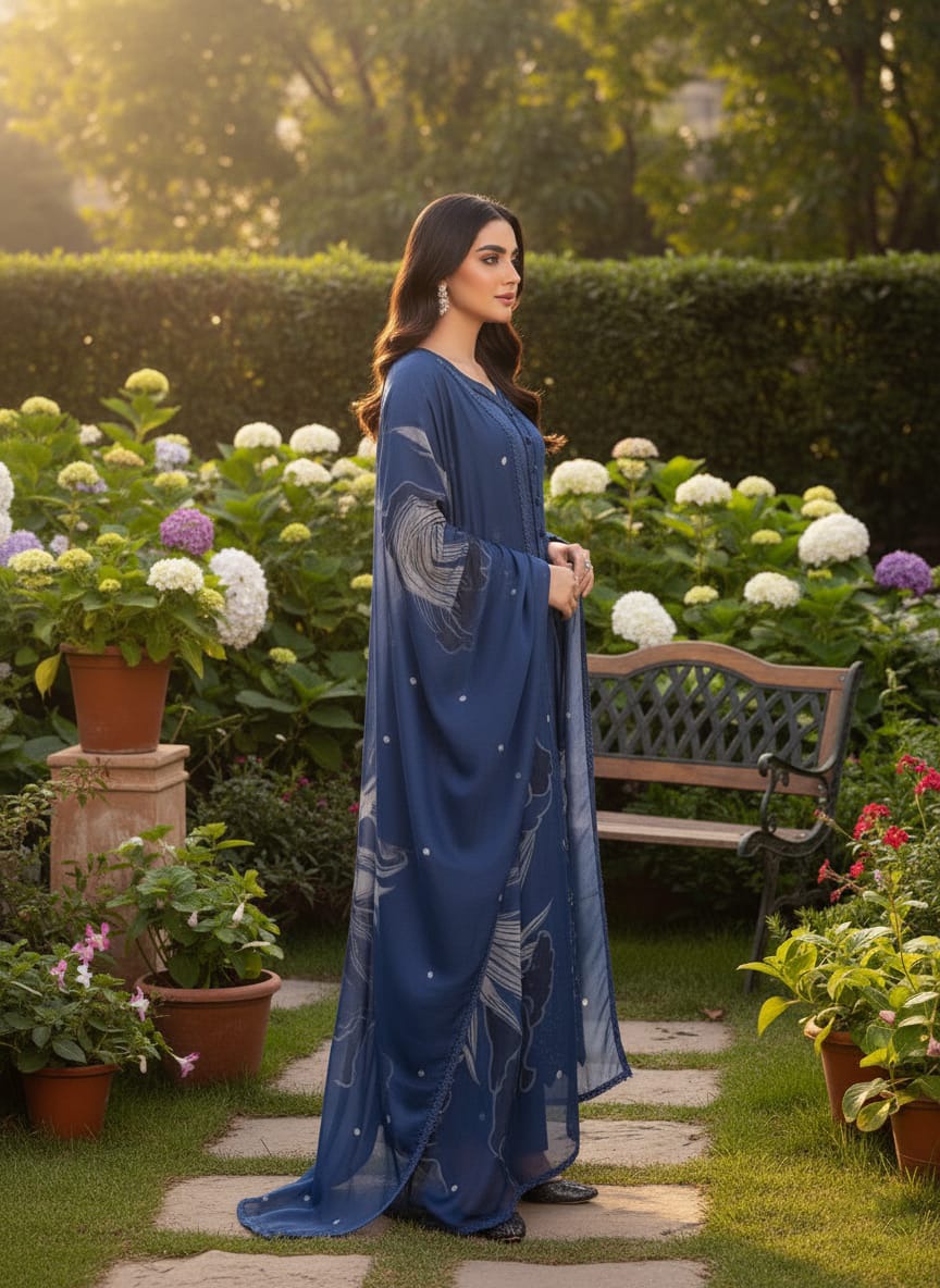 Dhanak 3 Piece Embroidered Dress - 398