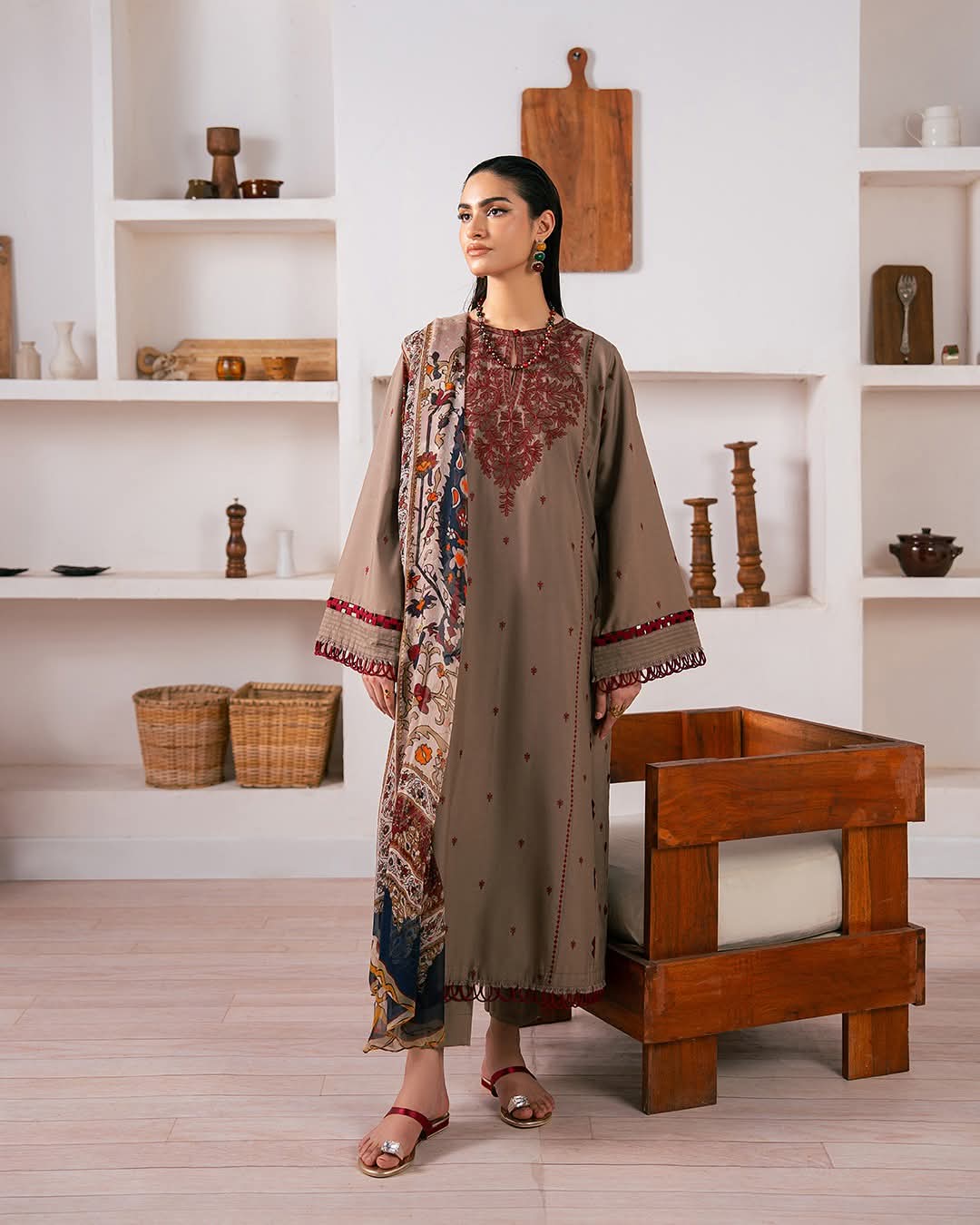 Dhanak 3 Piece Embroidered Dress - 408