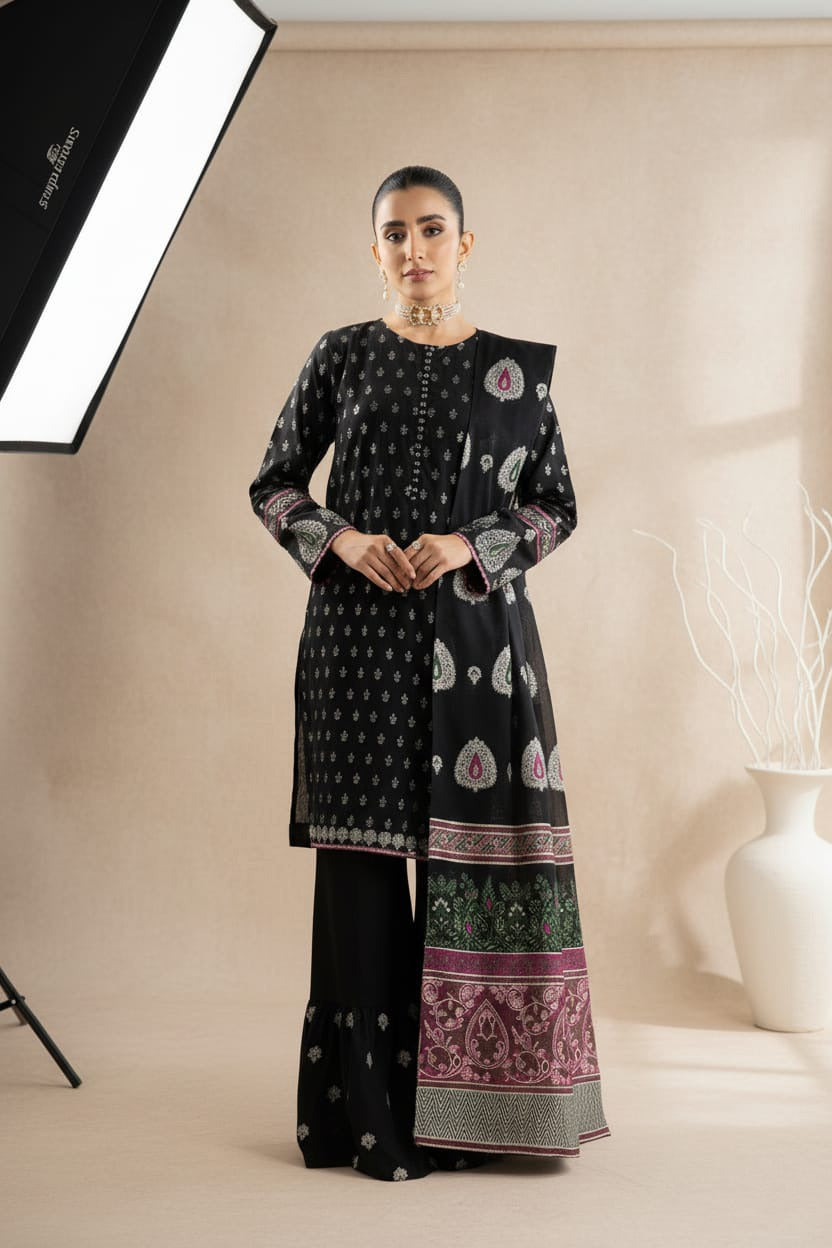 Dhanak 3 Piece Embroidered Dress - 267