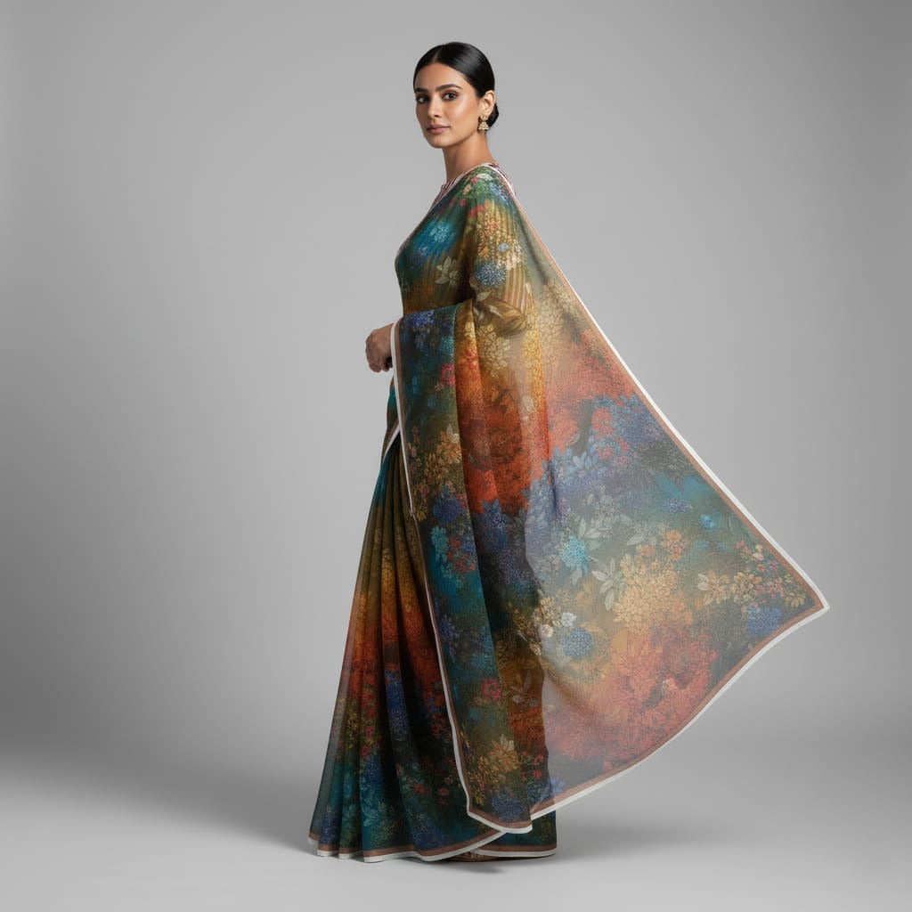 Chiffon Printed Saari   - 400