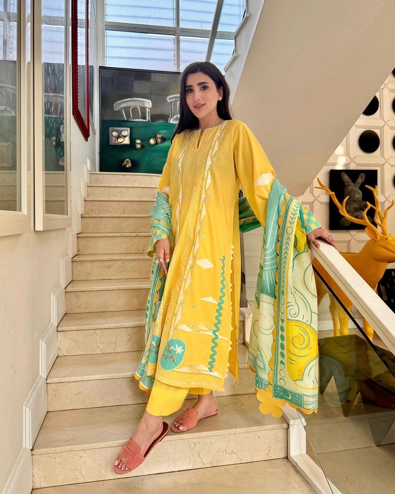 Lawn 3 Piece Embroidered Dress - 357