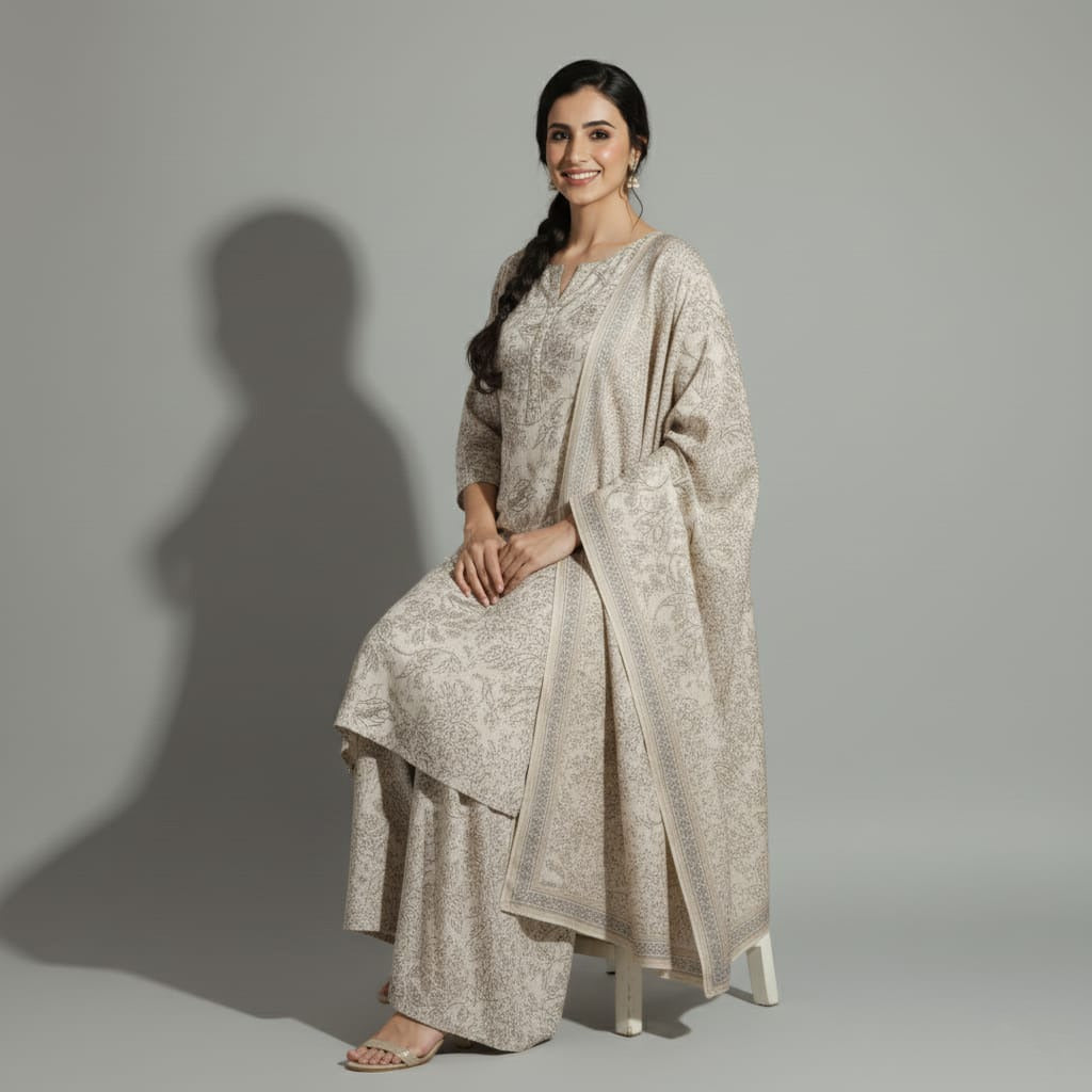 Karandi 3 Piece Printed Dress- 227