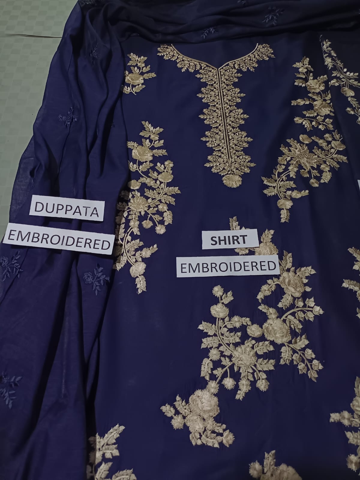 Lawn 3 Piece Embroidered Dress - 374