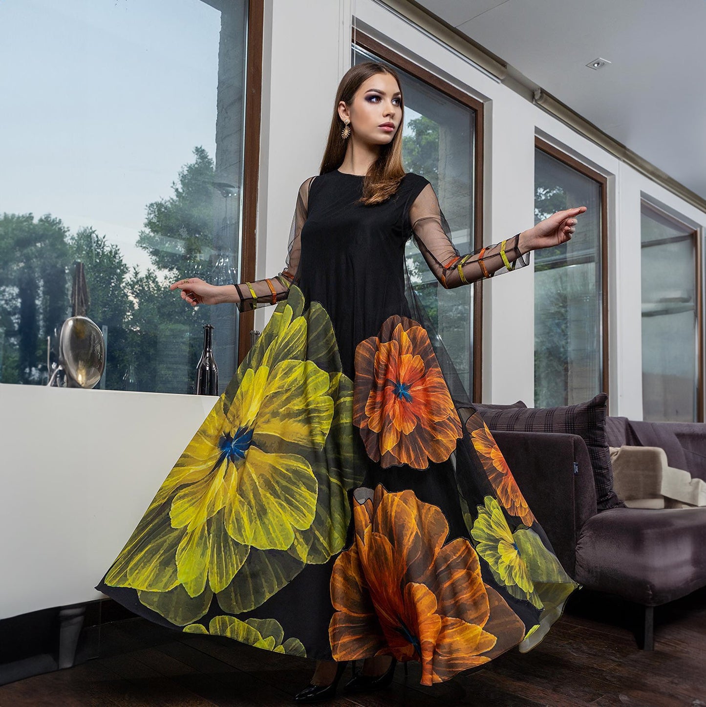 Organza 2 Piece Printed Dress - 51