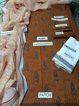 Lawn 3 Piece Embroidered Dress - 347