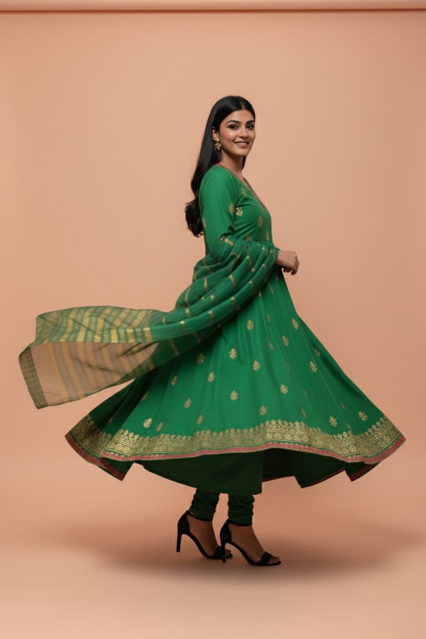 Kataan Silk 3 Piece Embroidered Frock - 21