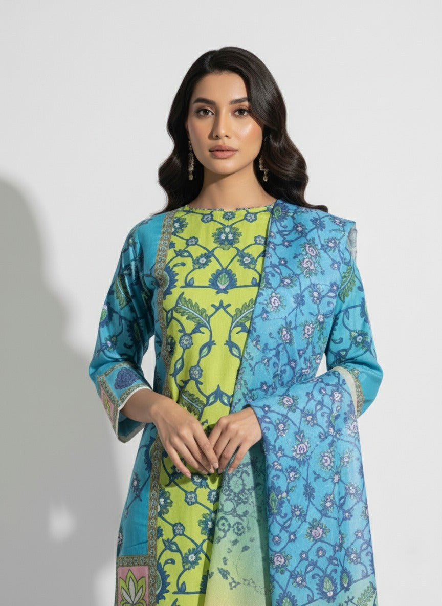 Karandi 3 Piece Printed Dress - 397